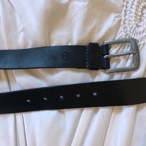Timberland Black men’s leather belt silver buckle
